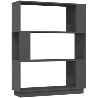 Image of vidaXL Book Cabinet/Room Divider Grey 80x25x101 cm Solid Wood Pine