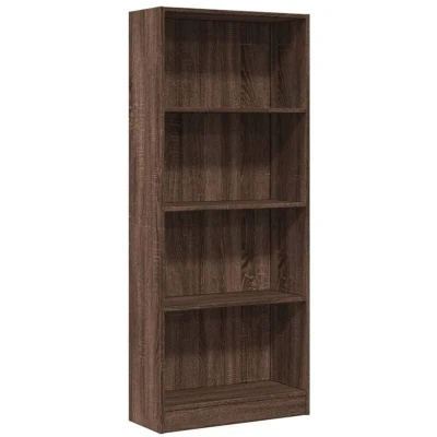 Image of vidaXL Bookcase Bookshelf Freestanding Storage Cabinet Brown Oak Engineered Wood Shelf/Book Rack for Living Room/Bedroom/Hallway 60x24x143 cm
