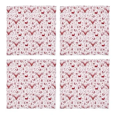 Image of Cooksmart Set of 4 British Designed Christmas Napkins Table For Parties, Events &amp; Xmas Dinners Cotton All Festive Occasions A Nordic