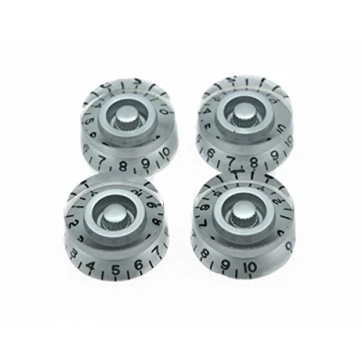 Image of KAISH 4pcs Silver with Black Number Guitar Speed Dial Knobs Control Knob fits LP
