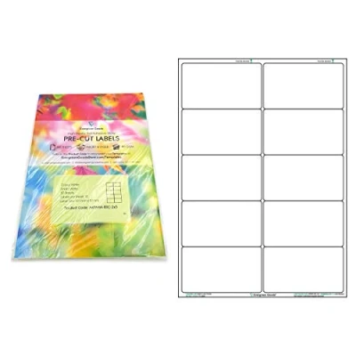 Image of Evergreen Goods A4 Precut Multi Sticker Paper Labels Printable Matte White 2x5, 10 per Sheet: 1,000 in Total, 100 Sheets Inkjet &amp; Laser Self Adhesive Sticky Back NOT Waterproof