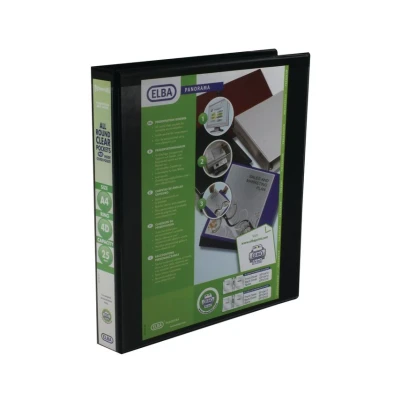 Image of Elba Panorama 25mm 4 D Ring Presentation Binder A4 Black (6 Pack)