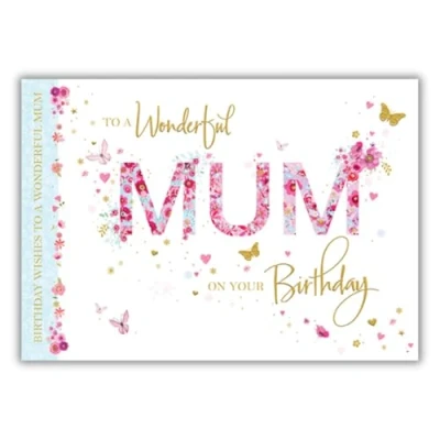 Image of Words &#039;n&#039; Wishes Traditional Mum Birthday Card, Multi Coloured, 22 x 15.8 cms