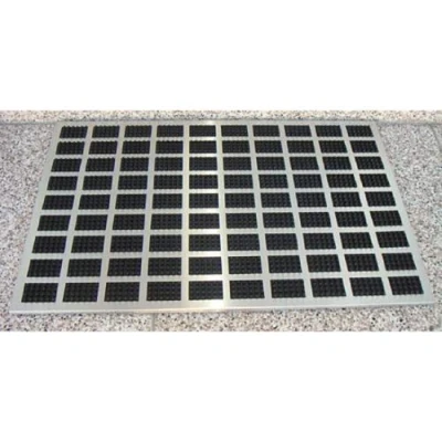Image of GOODS+GADGETS Luxury Door Mat Brushed Stainless Steel with Rubber Inserts Entrance 60 x 40 cm