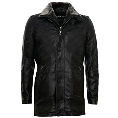 Image of Infinity Leather Mens Trench Coat Aleppo Black Size X Large
