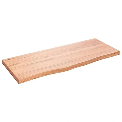 Image of vidaXL Solid Oak Wood Wall Shelf Light Brown 100x40x4 cm with Live Edge, Handmade and Finished for Living Room, Kitchen, Office❱