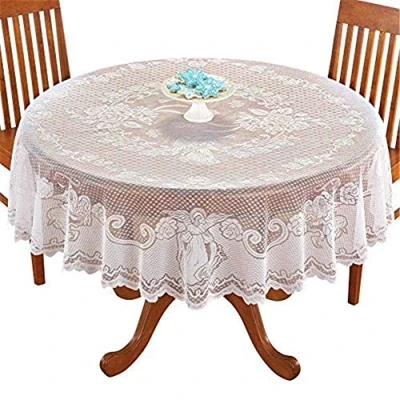 Image of NC Amipos Vintage Placemats Lace Polyester Table Mats for Home Kitchen Party Wedding (Round 70&quot;)