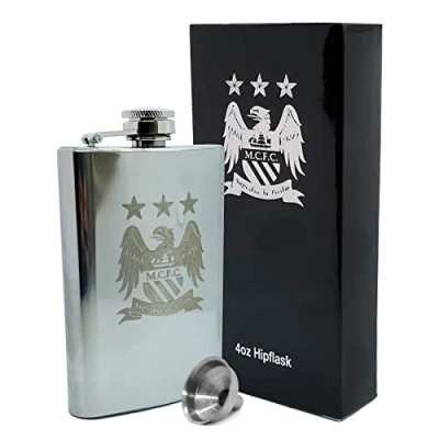 Image of Manchester City FC Hip Flask (Chrome with Funnel)