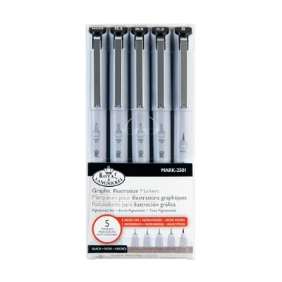 Image of Royal &amp; Langnickel 5pc Graphic Illustration Artist Markers