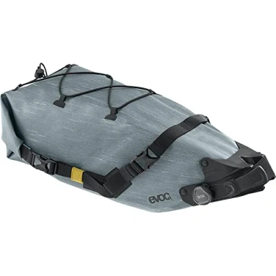 Image of EVOC SEAT Pack BOA WP 8, Practical Saddle Bag (Waterproof Bike Bag, Lightweight Accessories, Rear Weight: 544 g, Dimensions: 45.7 x 19.1 cm, Volume: 8 l), Steel