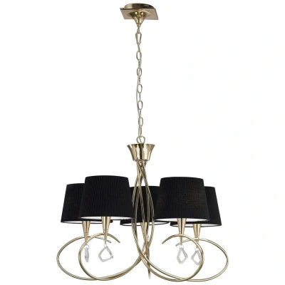 Image of Mara Pendant 5 Light E14, French Gold Black Shades
