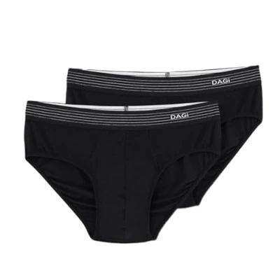 Image of Dagi Mens Briefs Underwear Pack of 2, Breathable Modal Modal, Elastane, Underpants, Soft Stretch Waistband Boxer Multipack, Black, S 2XL Black