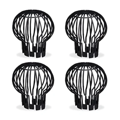 Image of Relaxdays 4 Piece Set Roof Gutter Balloon Guard Filters, Plastic Downpipe Stops Leaf Drains, Rainwater Discharge