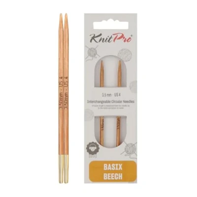 Image of KnitPro KP35633 Basix Birch: Circular Knitting Pins: Interchangeable: Normal: 11.6cm x 3.50mm, Birchwood, Multi Colour