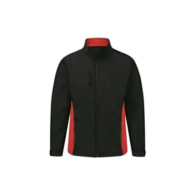 Image of ØRN Mens Workwear Sporty Two Tone Softshell Jacket, Breathable, Water Resistant, Machine Washable Avocet(4288), Black/Red, Extra Large