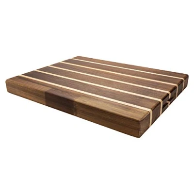 Image of Rockingham Forest WB 54535CR Extra Thick Multi Wood Rectangular Chopping Board, Carbonized Acacia &amp; Rubber