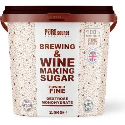 Image of Brewing Sugar 2.5KG Glucose Powder Bucket Home Brew Beer, Lager, Cider, Wine, Spirits Kits, Beer Brewing, Wine Making Dextrose Monohydrate by Pure Source Nutrition