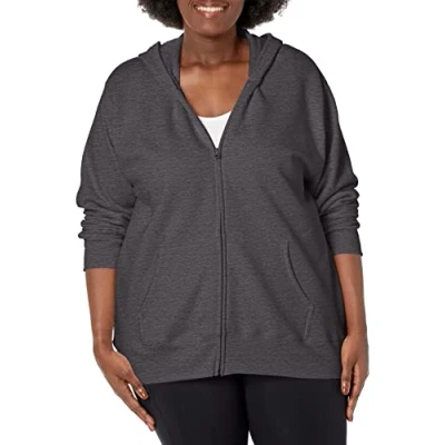 Image of Just My Size Women&#039;s Plus Full Zip Fleece Hoodie, Slate Heather, 3XL