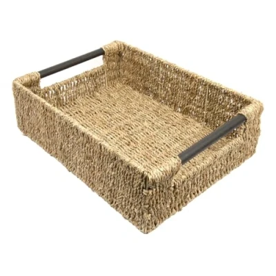Image of Woodluv Storage Baskets, Baskets for Shelves, Box Organiser, to make hampers With Wood Handles Extra Large