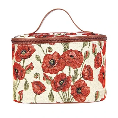 Image of Signare Tapestry Toiletry Bag Makeup Organiser for Women with Floral Design (Poppy, Toil POP)