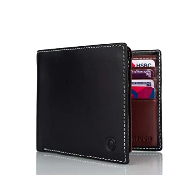 Image of Monsoon [Sierra Genuine Leather Mens Wallet RFID Blocking Wallets for Men Handcrafted Wallet, Black, Casual