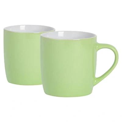 Image of 2x Green 350ml Coloured Coffee Mugs By Argon Tableware