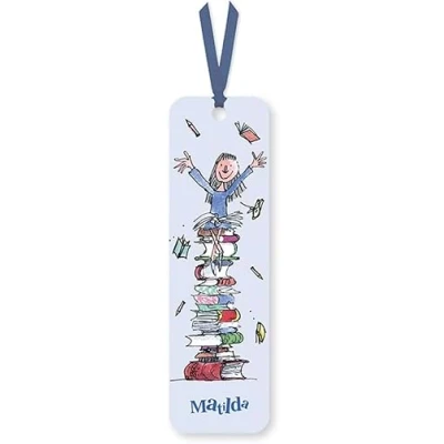 Image of Museums &amp; Galleries Bookmark Roald Dahl Matilda Design with a Blue Ribbon Tag Artistic Reading Accessory