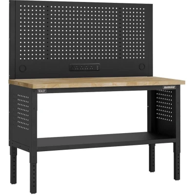Image of Sealey APMWB60COMBOW Superline PRO Modular Workbench with Pegboard Back Panel Wooden Worktop 1525mm