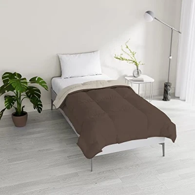 Image of Italian Bed Linen Winter Duvet Two Tone Dreams and Whims, Brown/Cream, Single 150 x 200 cm