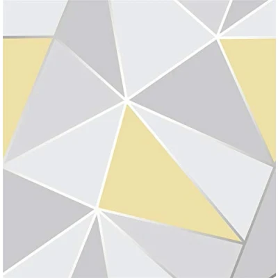 Image of Geometric Wallpaper 3D Apex Triangle Modern Futuristic Grey Yellow Fine Decor