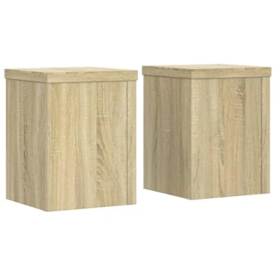 Image of vidaXL Plant Stands 2 pcs Sonoma Oak 15x15x20 cm Engineered Wood