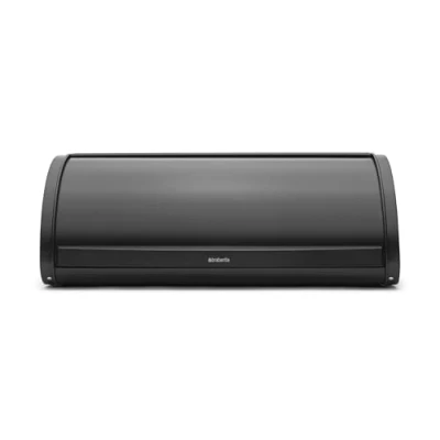 Image of Brabantia Roll Top Bread Bin Large Countertop Storage Box for Bread, Bagels, Rolls Space Efficient Kitchen Design with Flat Top, Durable Metal Matt Black