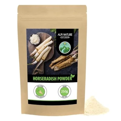Image of horseradish powder (250g, 8.8 oz), ground root, 100% pure powder, gently dried and ground, of course without additives, vegan