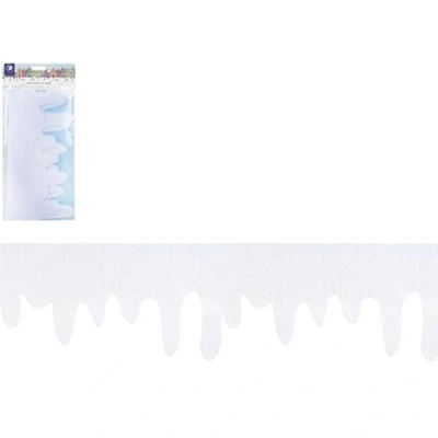 Image of Icicle Fringe Winter Wonderland 15cm x 180cm, 1 Piece Snowy Décor, Easy Setup Transformative Holiday Decoration for Homes &amp; Events