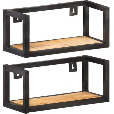 Image of vidaXL Wall Shelves 2 pcs 40 cm Rough Mango Wood