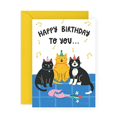 Image of Central 23 Funny Birthday Card From Cat For Owner Mum and Dad Vegan Ink Comes With Fun Stickers Made In The UK