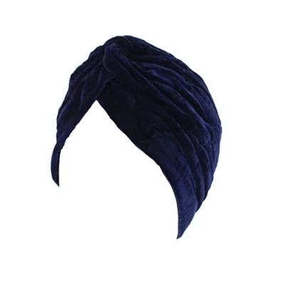 Image of Topkids Accessories Velvet Hair Turban Head Wrap, Sleep Cap, Scarf, Towel, Chemo Headwear for Women UK, Silk Wrap Sleeping (Navy Blue)