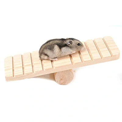 Image of ANCLLO Hamster Hanging Ladder Wooden Seesaw Climbing Toy Cage Excise Gift for Small Animals Mouse Rat Chinchilla Gerbil Hedgehog