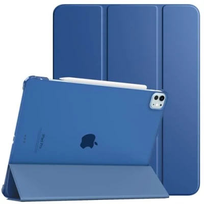 Image of TiMOVO for iPad Pro 13 Inch Case M4 2024, Slim Stand Cover 7th Generation, Smart Shell with Translucent Back, Supports Pencil and Pencil(USB C) Navy Blue