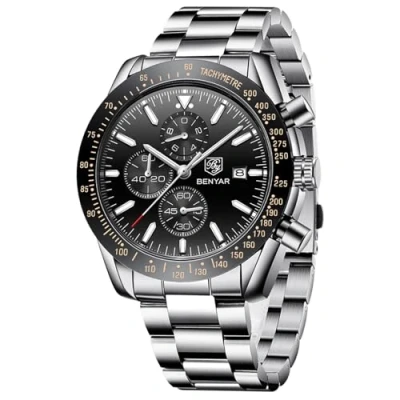 Image of BY BENYAR Mens Watches Chronograph Analog Quartz Waterproof Stainless Steel Wrist for Men Business Work Sport Casual Classic Dress Watch Unique Elegant Gifts
