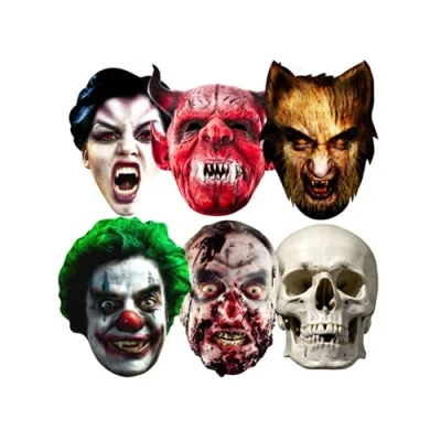Image of STAR CUTOUTS SMP69 Halloween Party Masks 6 Pack (Clown, Skull, Vampire, Werewolf, Zombie and Devil) One Size