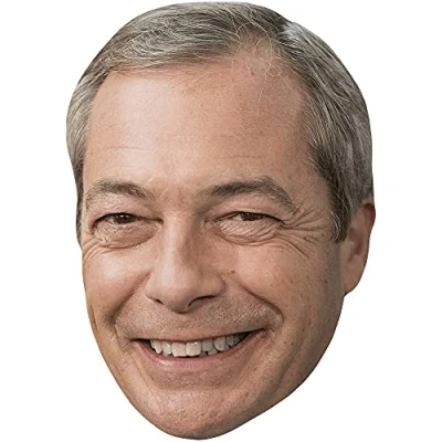 Image of Nigel Farage (Smile) Celebrity Mask, Flat Card Face, Fancy Dress Mask