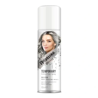 Image of hair colour spray 125ml temporary made in UK ultimate coloured wash out kids &amp; adults (Silver)