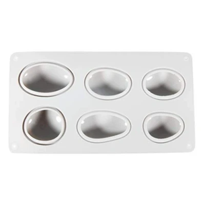 Image of Rayher 36102000 Silicone casting mold stones, 14.5x26 cm, depth 3.5 6 different stone shapes, can be filled with creative concrete, jewelry Raysin powder, soap, wax