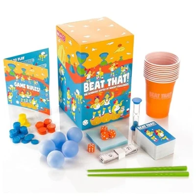 Image of Gutter Games Beat That Game The Bonkers Battle of Wacky Challenges Family for Kids and Adults Card Board Games, Encourages Fun, Creativity, Memorable Moments in Parties Main