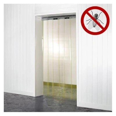 Image of Anti Insect/Pest Control Yellow PVC Strip Curtain Kit/Fly Screen Door Warehouse Coldroom Chiller Butcher Industrial (1m x 2m, Yellow)