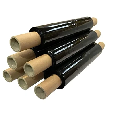 Image of Heavy Duty 1.5KG Black Pallet Stretch Shrink Wrap 400mm x 250m Hand Roll Strong Packaging Cling Film