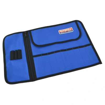Image of Faithfull FAIBR9 9 Pocket Tool Bit Roll Includes Zip Up Compartment