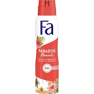 Image of Fa Paradise Moments Deodorant Spray (150 ml), with Tropical Fragrance of Hibiscus Flower, without Aluminium for up to 48 Hours Protection, Leaves No Residue