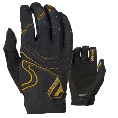 Image of Seven iDP 7iDP Control Vented Full Finger MTB Cycling Gloves (Black/Gold Pinstripe, M)